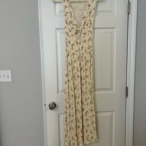 Reformation Cream Floral Tie-Front Maxi Dress
